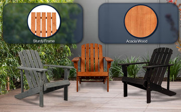 Westport Outdoor Patio Traditional Acacia Wood Adirondack Chair - JONATHAN Y
